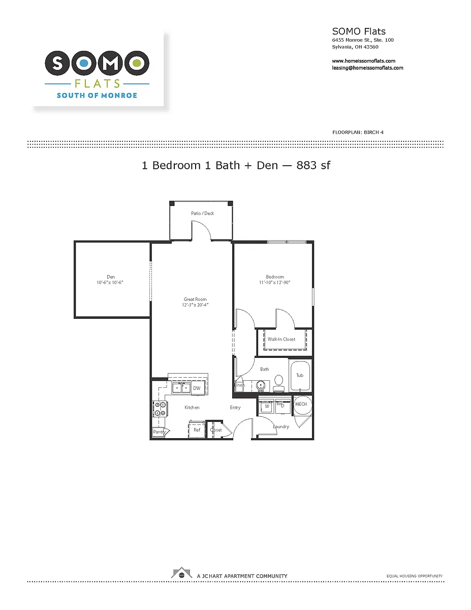 Floor plan Birch 4 1.1 + Den (U3C)