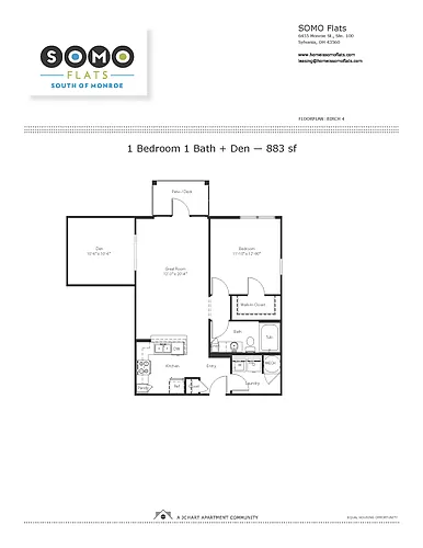 Floor plan Birch 4 1.1 + Den (U3C)