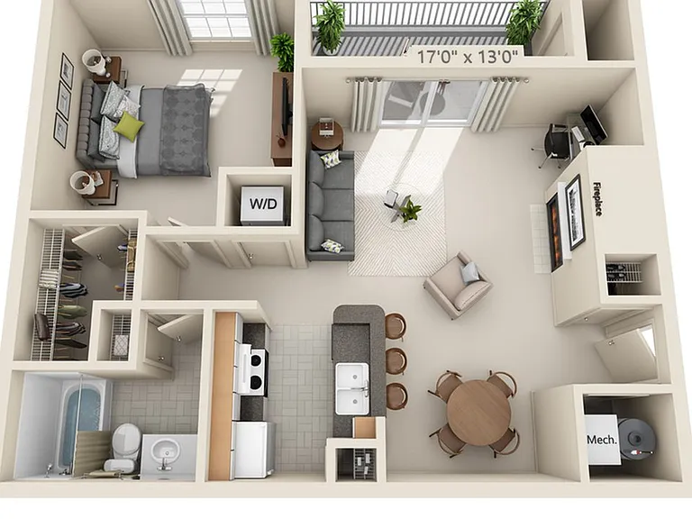 One bedroom - 822 square feet One bedroom - 822 square feet