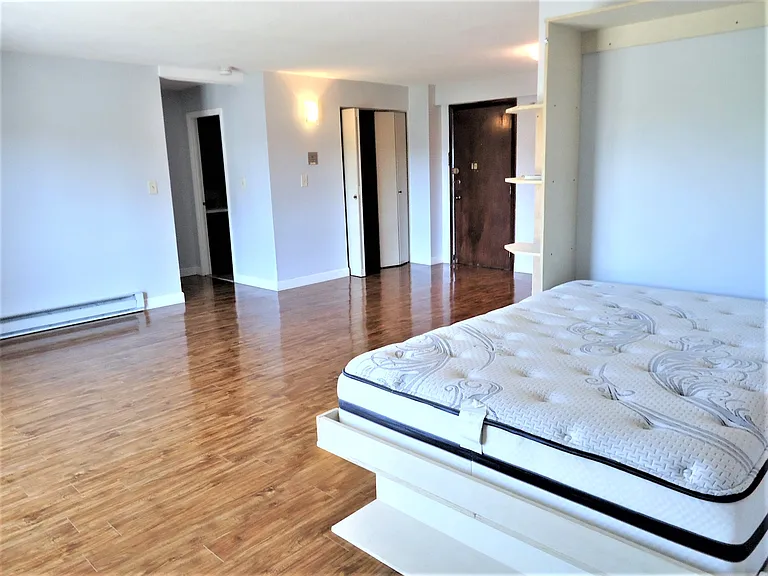 With Murphy Bed open. Unit door on right, double closet with bifold doors, entrance to Bath down short hallway.