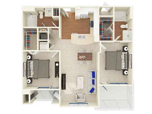 Floor plan Two Bedroom Two Bath Model B