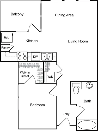 Floor plan One Bedroom - L