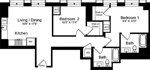 Floor plan 2 Bedroom G