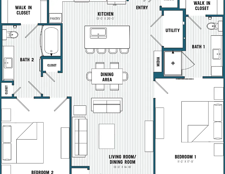 C2.2 Floorplan-2 bedroom/ 2 Bathroom C2.2 Floorplan-2 bedroom/ 2 Bathroom