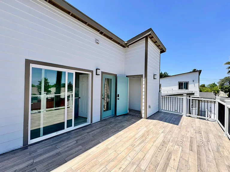 Patio space with outside storage