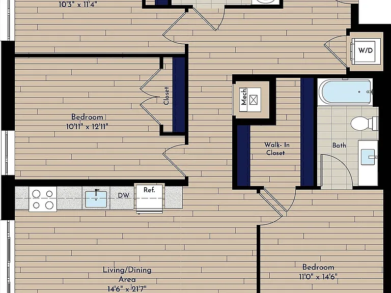 B 3BR-B 50 Three Bedroom Floor Plan B 3BR-B 50 Three Bedroom Floor Plan