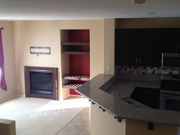 Kitchen and living room.