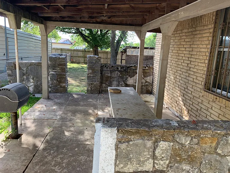 Stone outdoor bbq area.