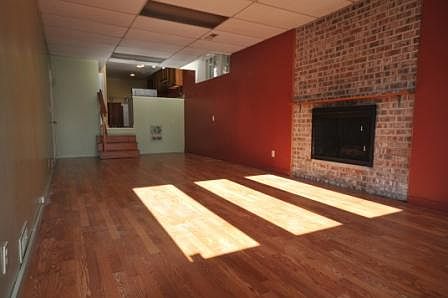 Living/dining room with new electric fireplace insert