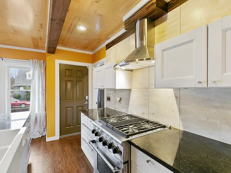 Granite countertops, marble backsplash