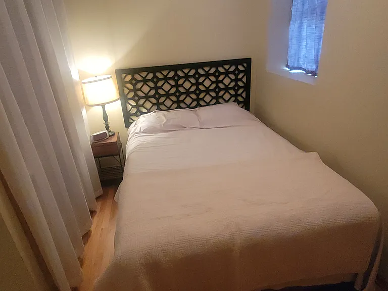 Bedroom fits a queen sized bed.