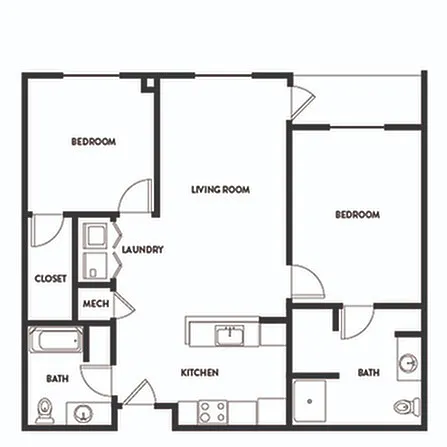 Floor plan 2 Bedroom ADA