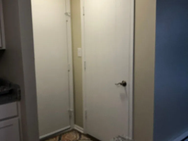Pantry door on right and door to the garage on left