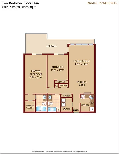 Floor plan $2.34/sq.ft. - Model P2WB/P2EB