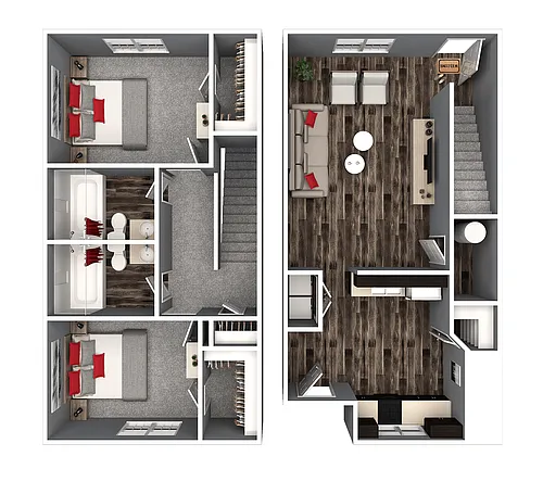 Floor plan 2 BR | 2 BA Townhome