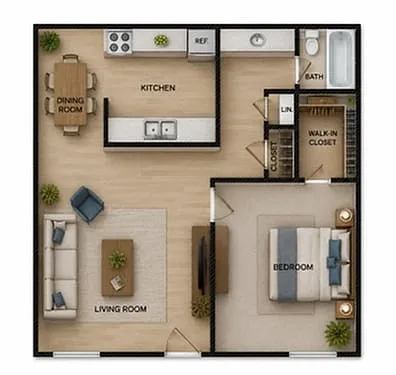 Floor plan One bedroom one bath