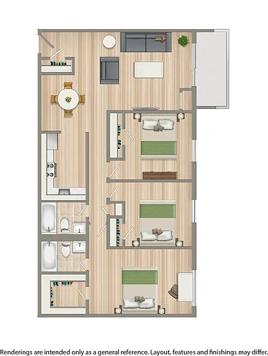 Floor plan Three Bedroom Two Bath