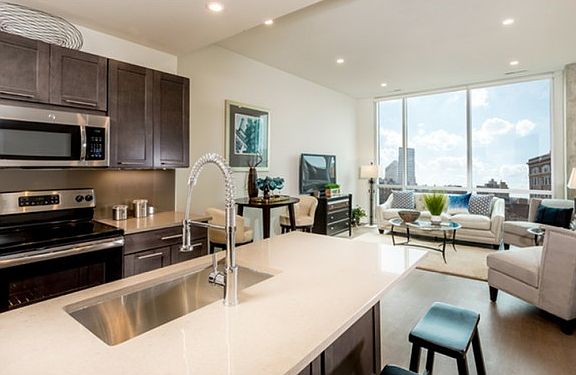 Encore Apartments open kitchen and living room