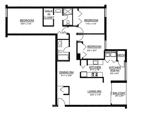 Floor plan C1 - 3 Bed 2 Bath