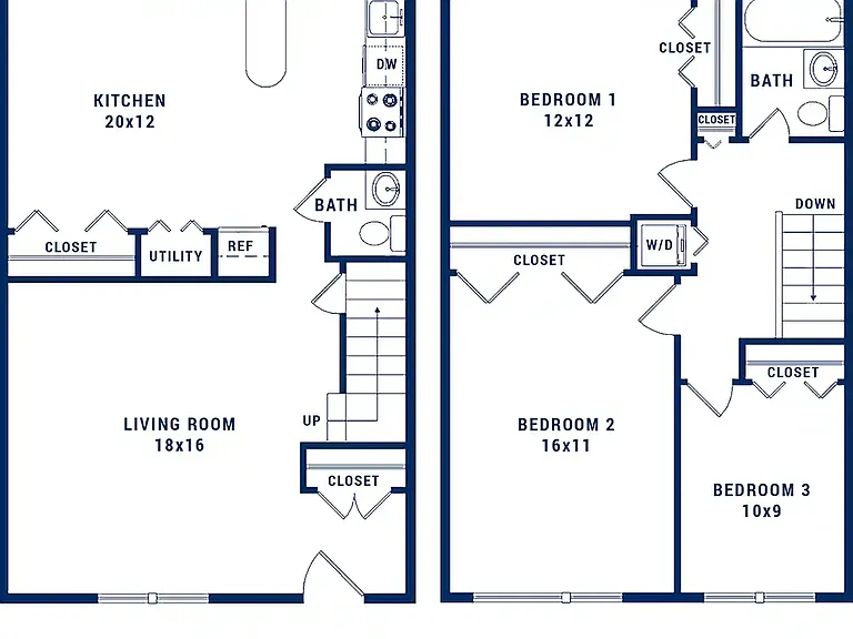 3 Bedroom 1.5 Bath A - thumbnail 3 Bedroom 1.5 Bath A - thumbnail