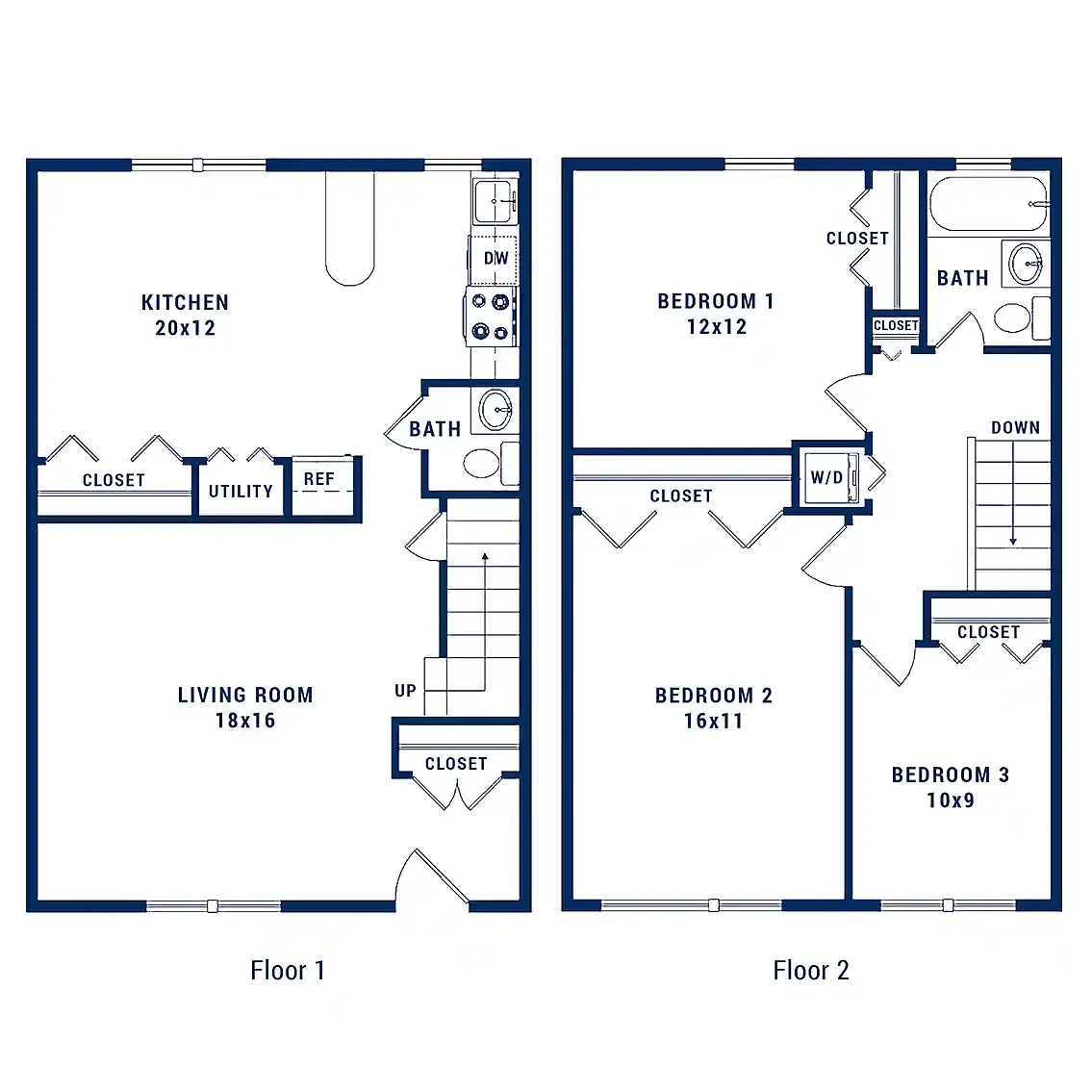 Floor plan 3 Bedroom 1.5 Bath A