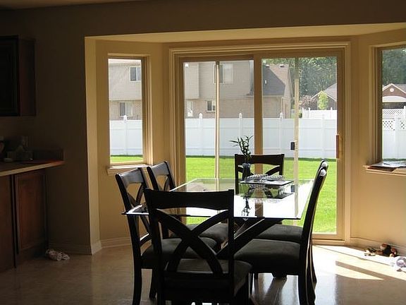 Dining room with back yard door