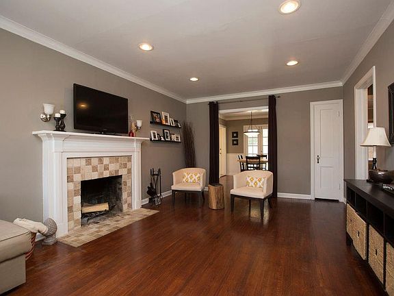 Living Room with wood burning fireplace