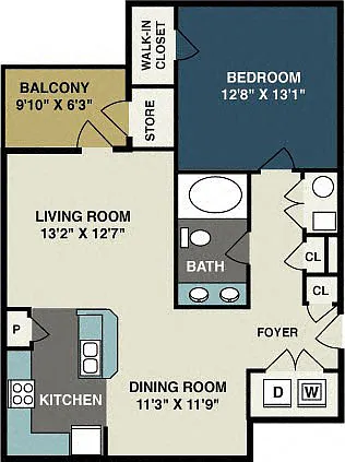 Floor plan One Bedroom One Bath