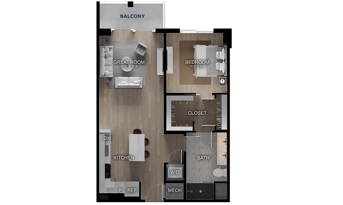 Floor plan 1 Bed/1 Bath-A1-X