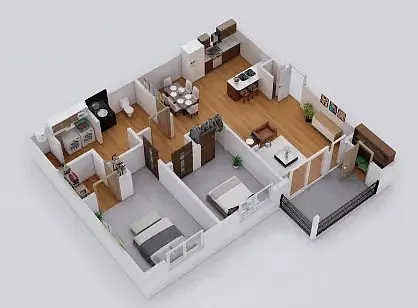 Floor plan 2 Bed 1 Bath