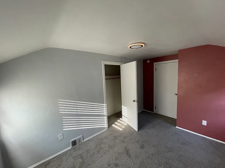 1st bedroom has a closet with a door, dimmable main light, dimmable night light, multiple outlets, great lighting