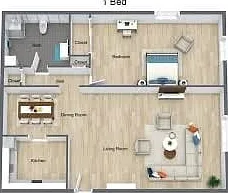 1 Bedroom/ 1 Bath Floor Plan 1 Bedroom/ 1 Bath Floor Plan