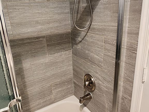First Full Bathroom - Shower Tub with Newly Tiled Walls