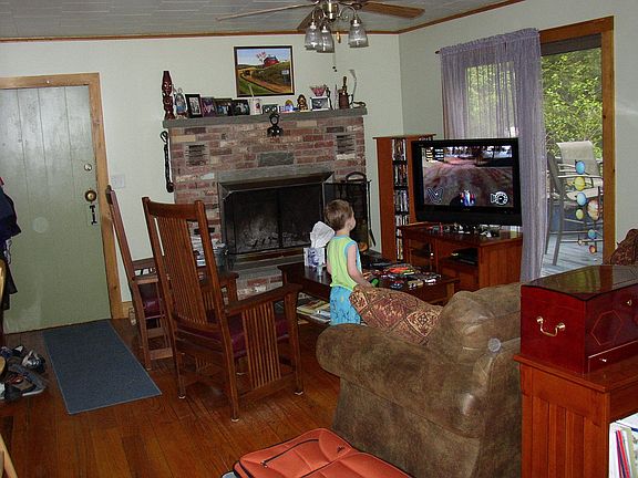 Living room and fireplace