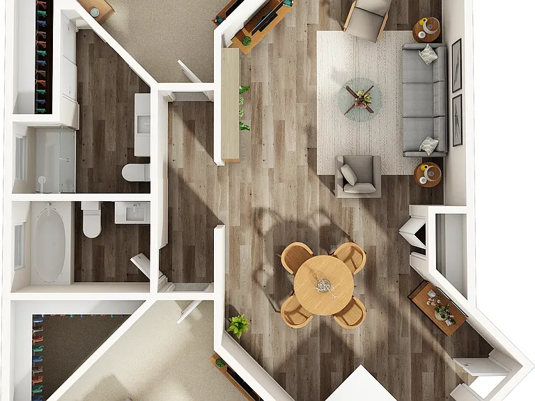 2 Bed - 2 Bath 1025 sqft 2 Bed - 2 Bath 1025 sqft