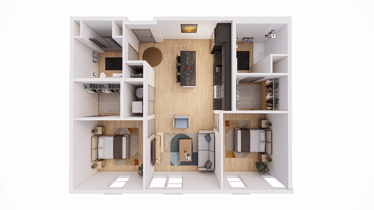 Floor plan 2 Bed 2 Bath N - Accessible