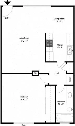 Floor plan 1 Bedroom 1 Bath