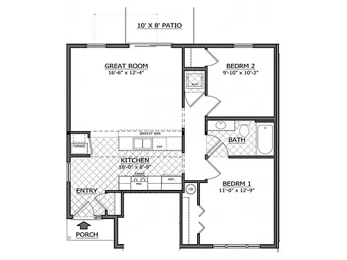 Floor plan 2BD/1BA