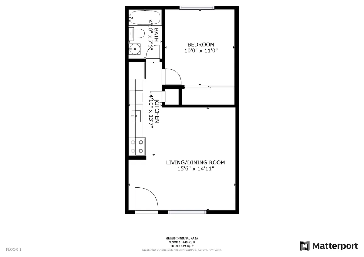 Floor plan 1 Bed 1 Bath