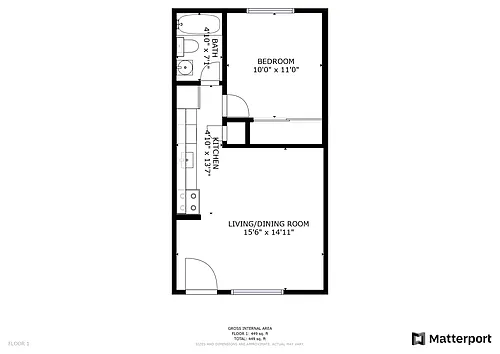 Floor plan 1 Bed 1 Bath