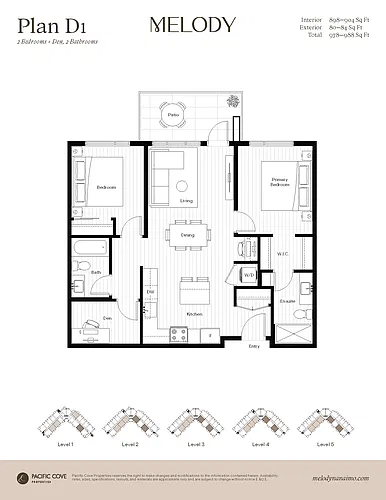 Floor plan 2 Bedroom + Den 2 Bed 2 Bath 2