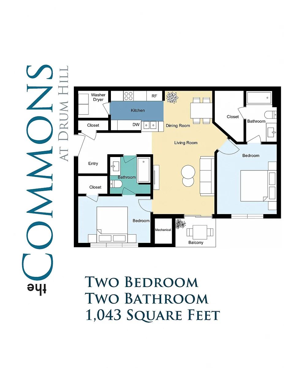 Floor plan Two Bedroom B - Renovated