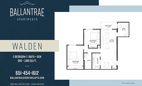Floor plan Walden - 2 BR Classic