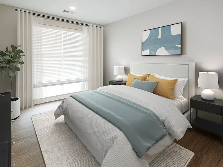 Bedroom with hard-surface flooring