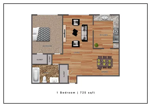 Floor plan 1 Bedroom B