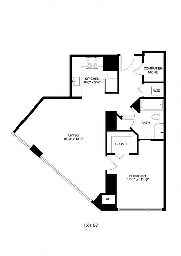 Floor plan 1X1 B3