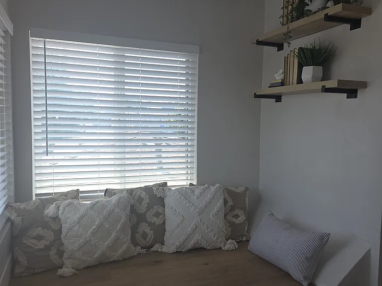 Window seat in living room area