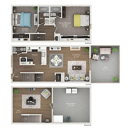 Floor plan 2-bedroom Renovation Townhome