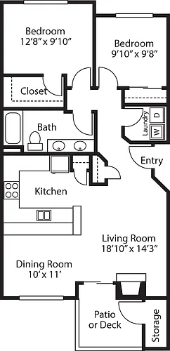 Floor plan Two Bedroom One Bath