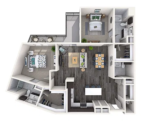 Floor plan Two Bedroom B2G